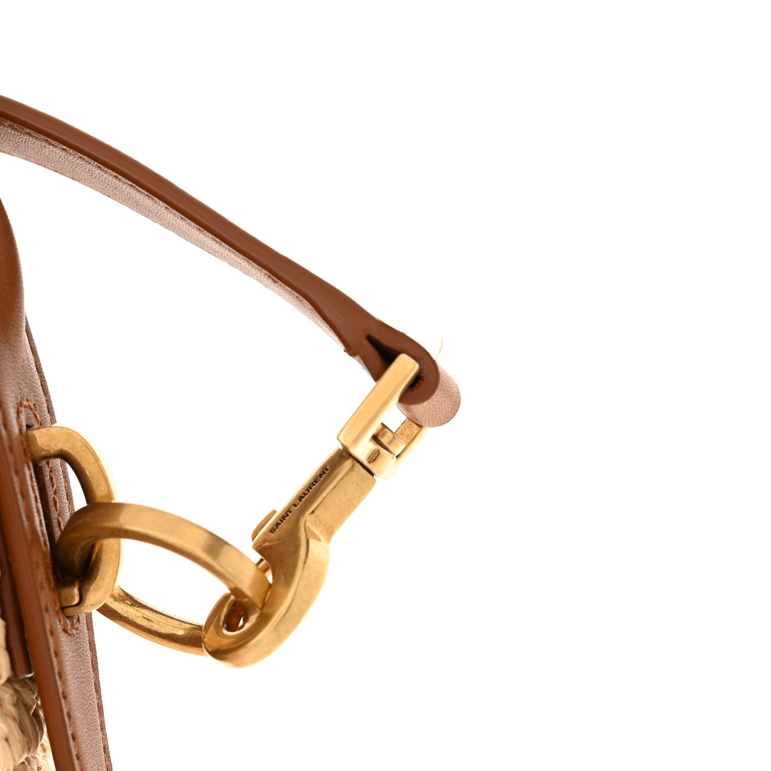 Saint Laurent Raffia Vegetable Tanned Calfskin Le 37 Bucket Bag Natural Brick 14 of 14