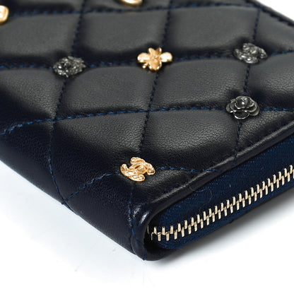 Chanel Lambskin Quilted Small Lucky Charms Zip Around Wallet Navy 11 of 12