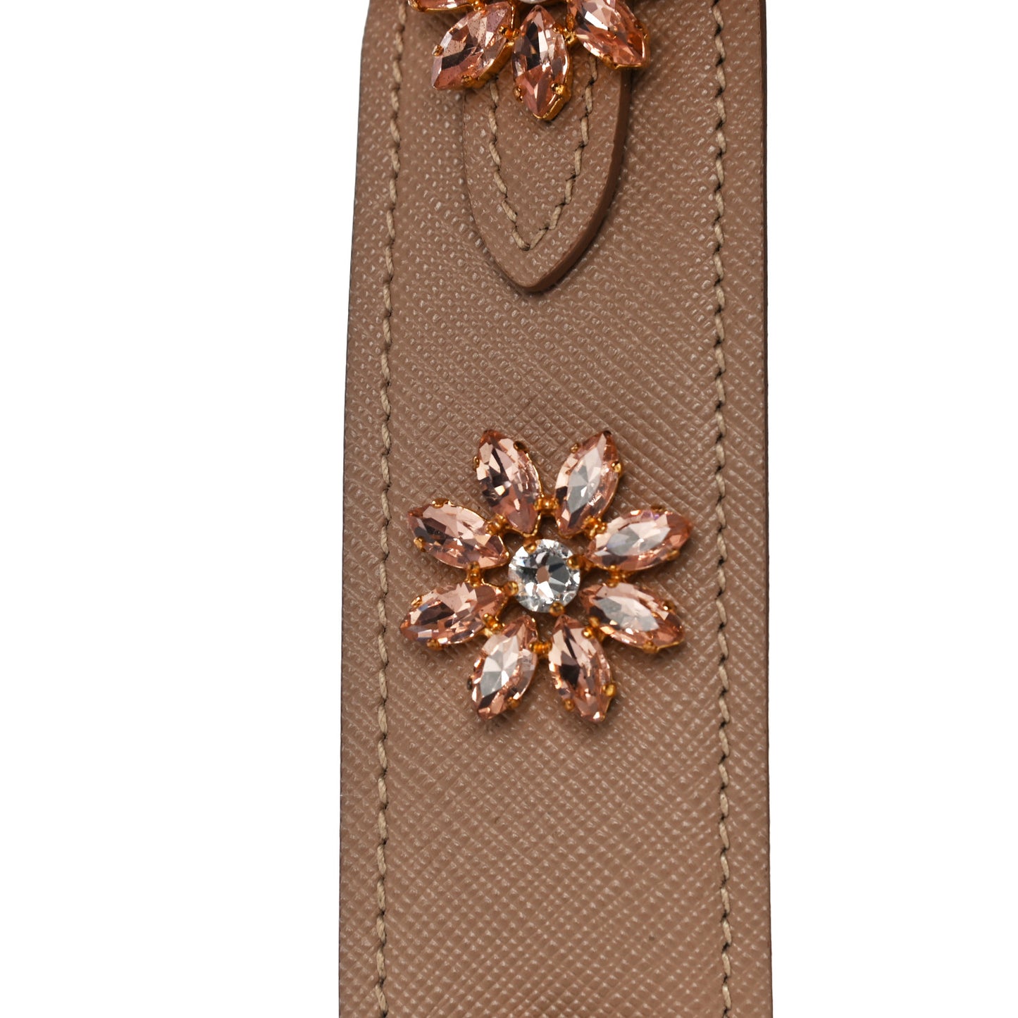 Saffiano Crystal Flower Shoulder Strap Cammeo