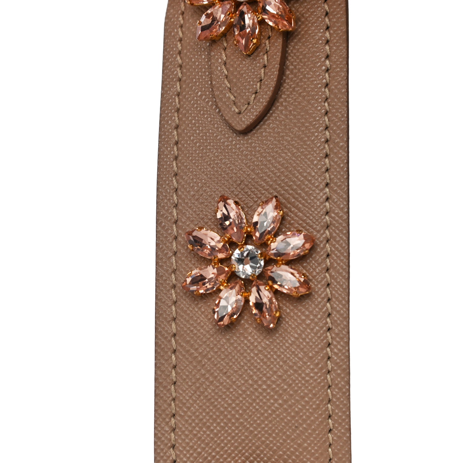 Prada Saffiano Crystal Flower Shoulder Strap Cammeo 9 of 9