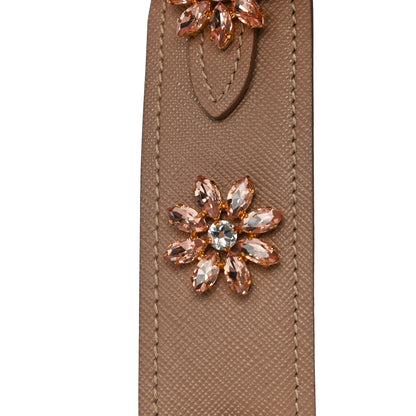 Prada Saffiano Crystal Flower Shoulder Strap Cammeo 9 of 9