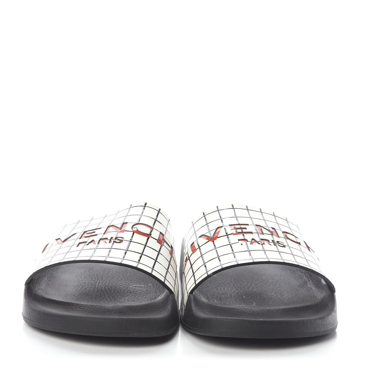 Rubber Checkered Logo Pool Slide Sandals 38 Black
