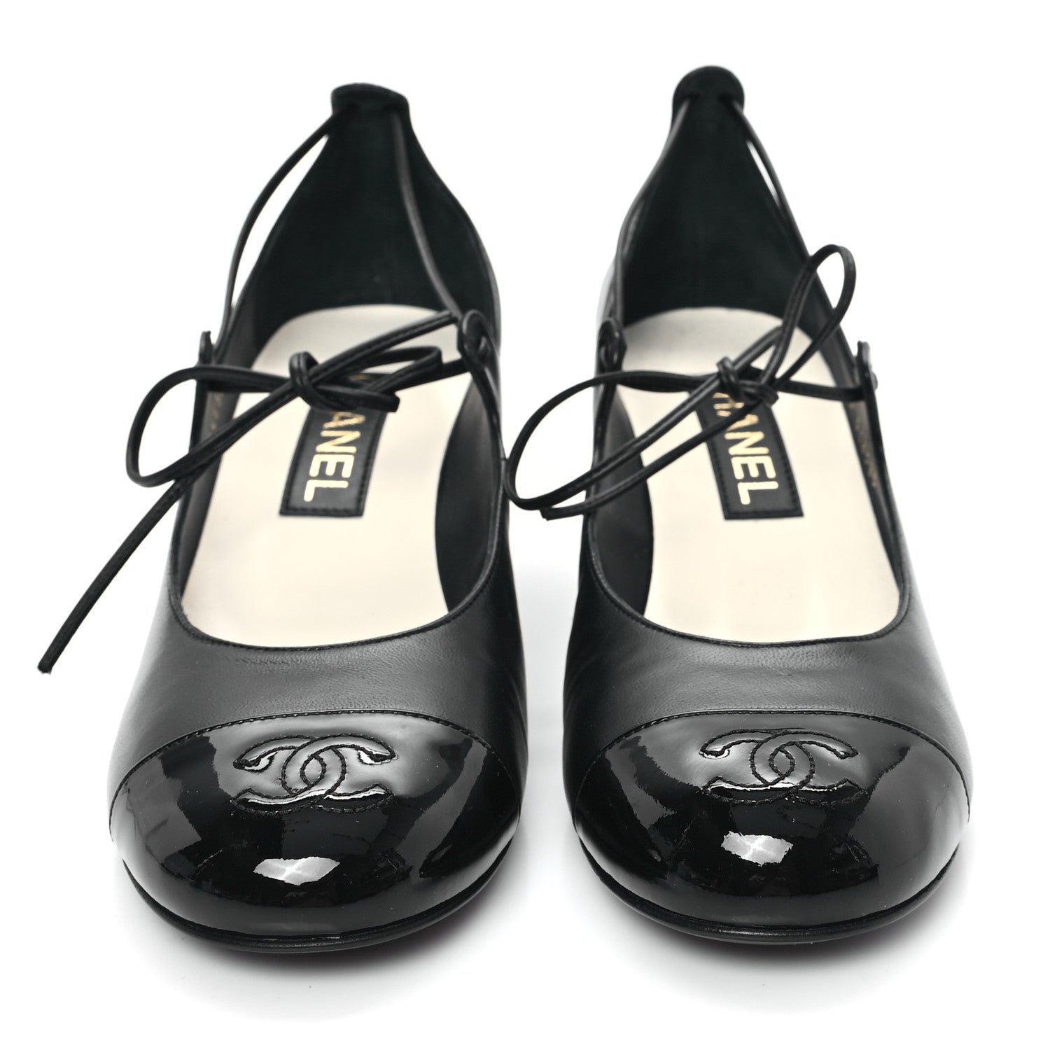 Chanel Lambskin Patent Cap Toe CC Mary Jane Pumps 39 Black 3 of 10