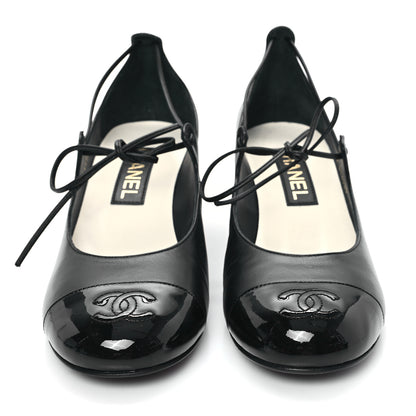 Chanel Lambskin Patent Cap Toe CC Mary Jane Pumps 39 Black 3 of 10