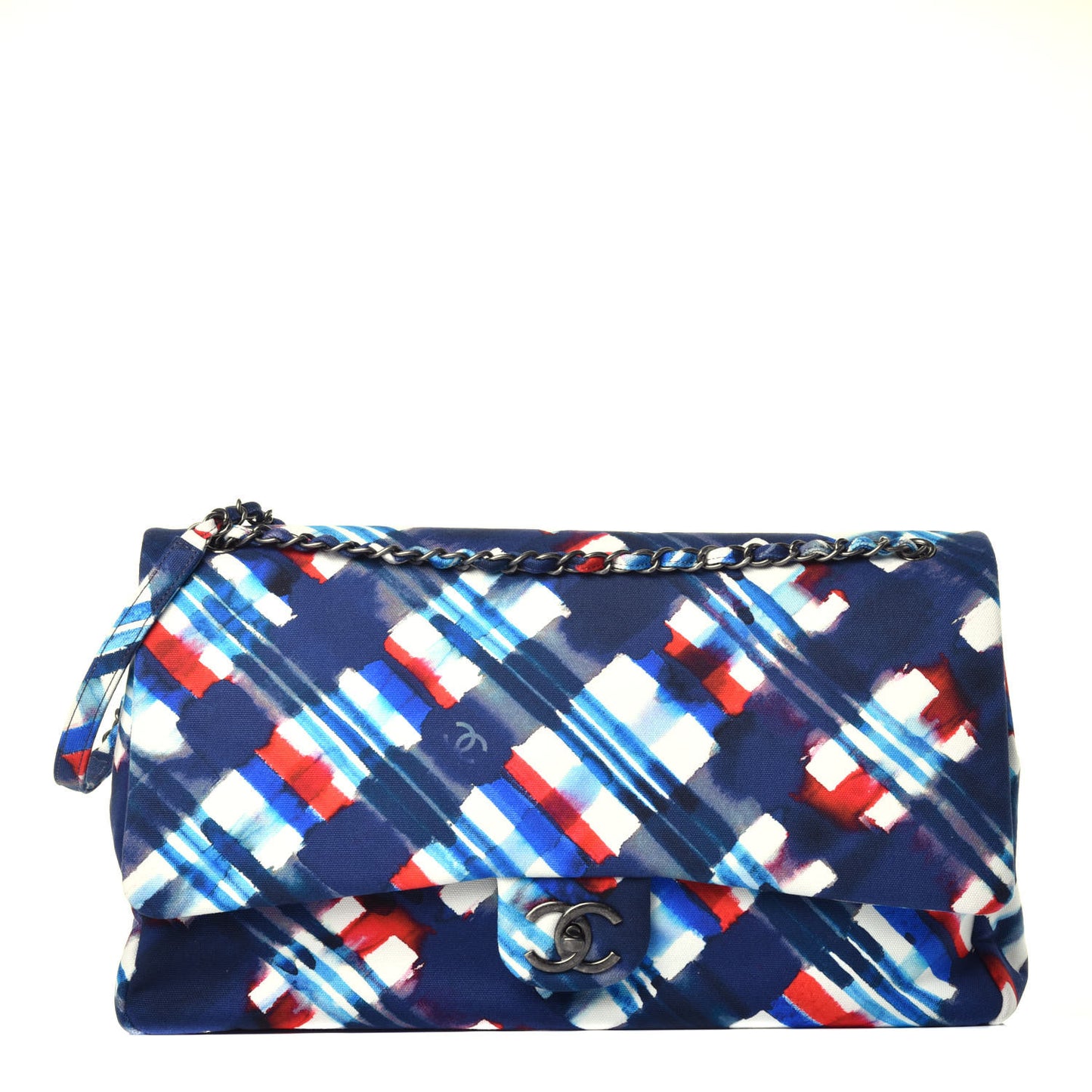 Canvas Airline Printed XXL Travel Flap Bag Blue Red White