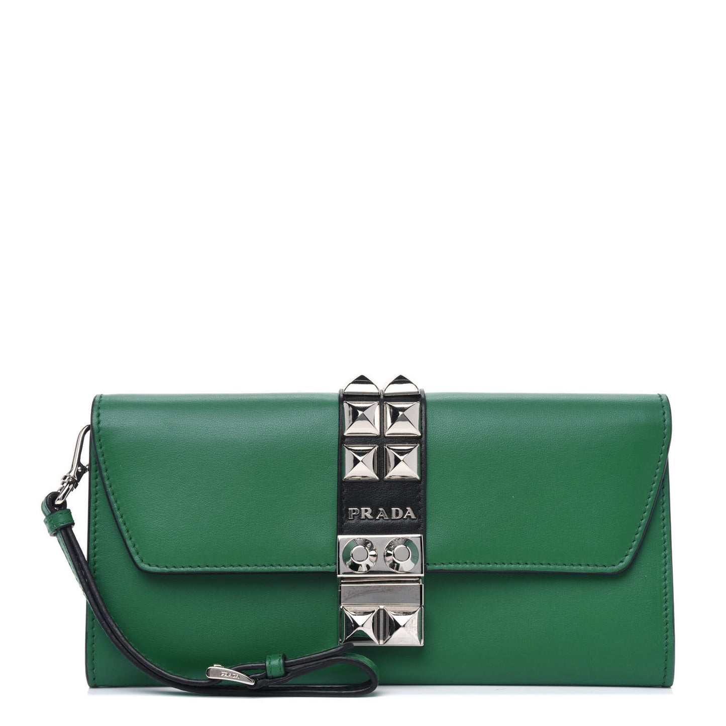 City Calfskin Studded Mini Elektra Wristlet Bag Green