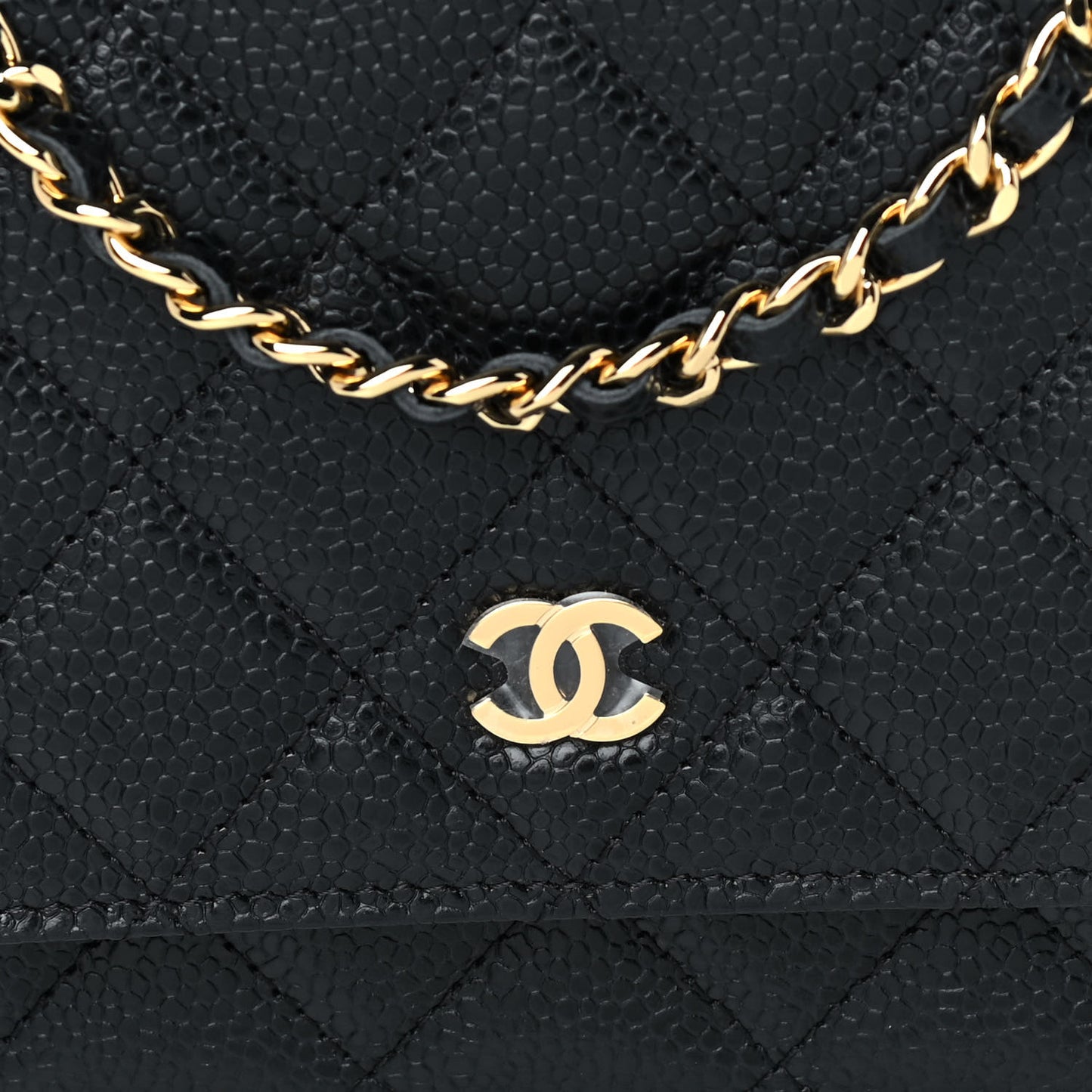 Caviar Quilted Wallet On Chain WOC Black