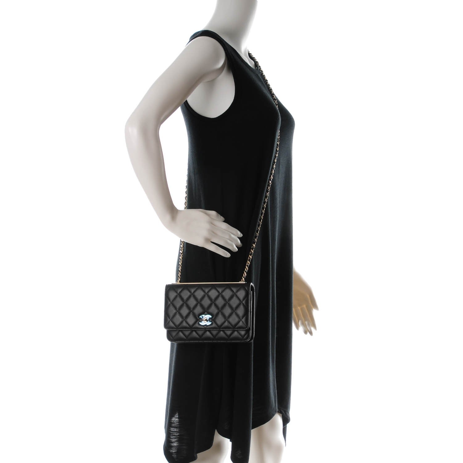 Chanel Lambskin Quilted Trendy CC Wallet On Chain WOC Black 2 of 9