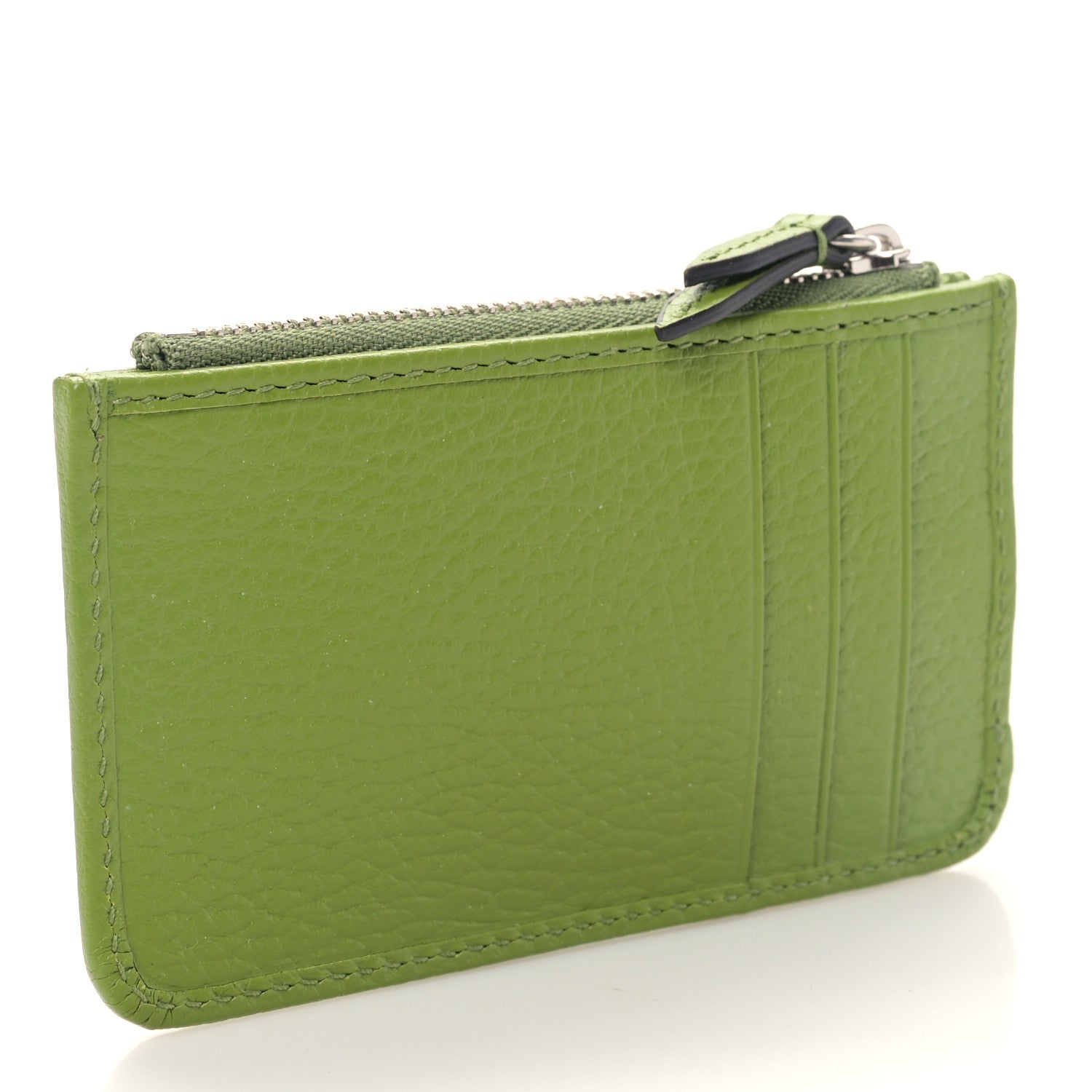 Gucci Dollar Calfskin Enamel Monochrome GG Marmont Key Case Card Holder Lemon Leaf 3 of 9