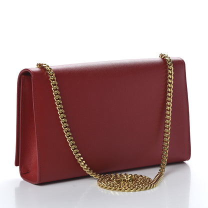 Saint Laurent Grain De Poudre Medium Monogram Kate Satchel Red 3 of 9