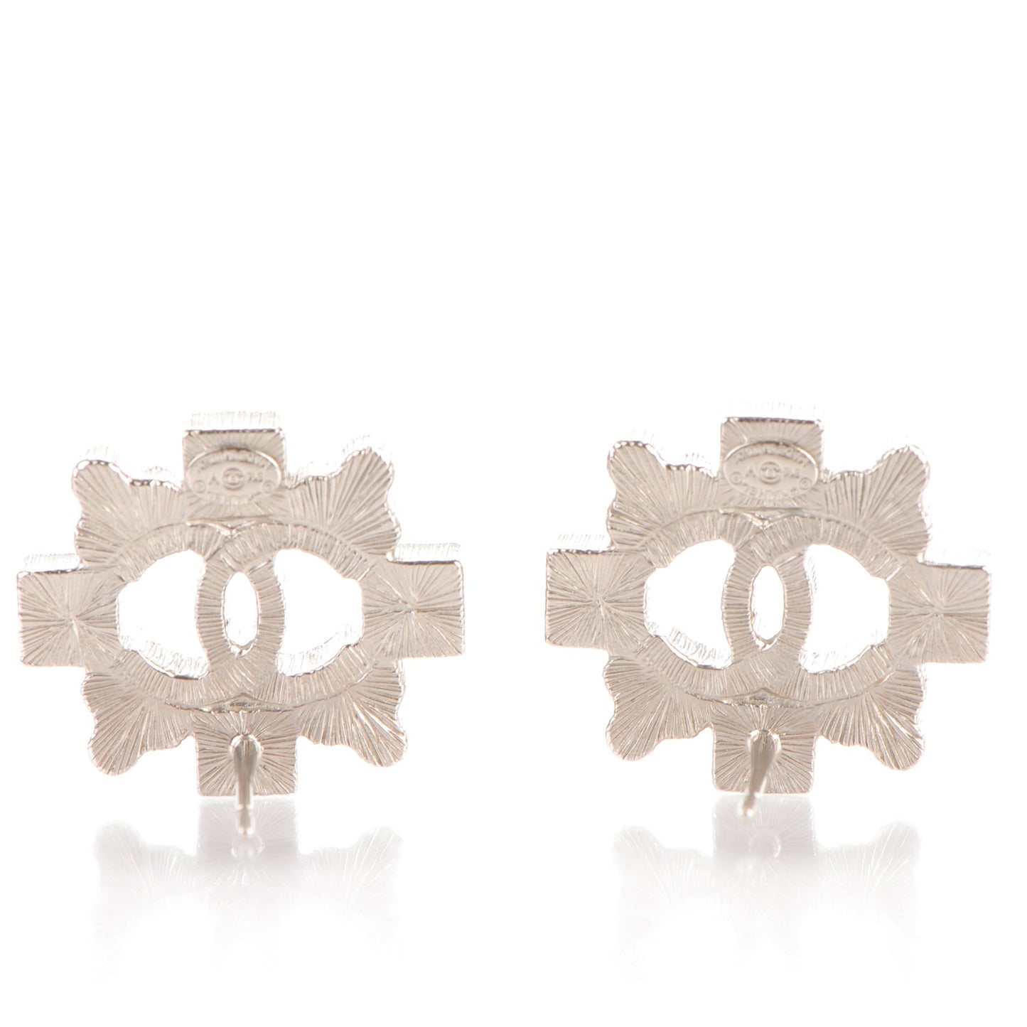 Baguette Crystal CC Earrings Silver