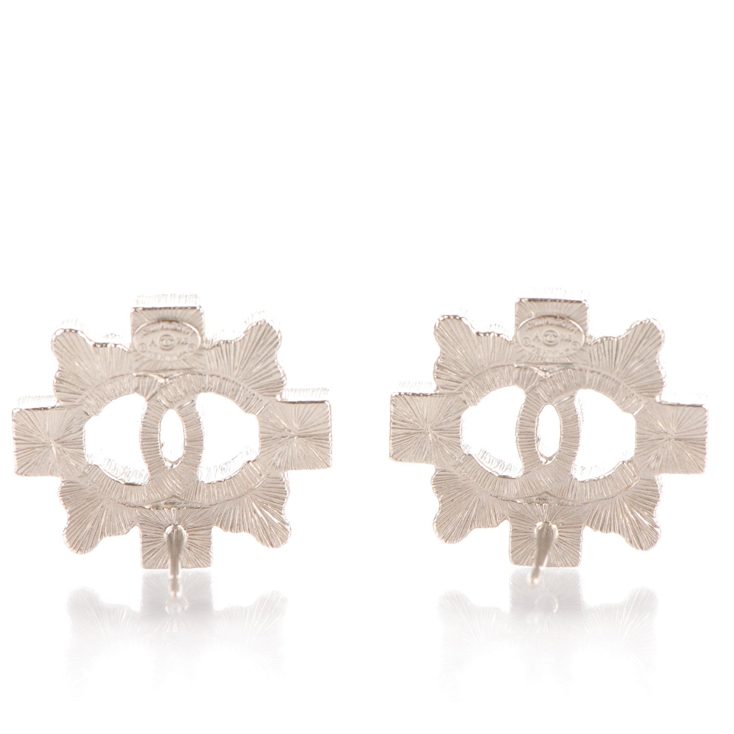 Chanel Baguette Crystal CC Earrings Silver 3 of 4