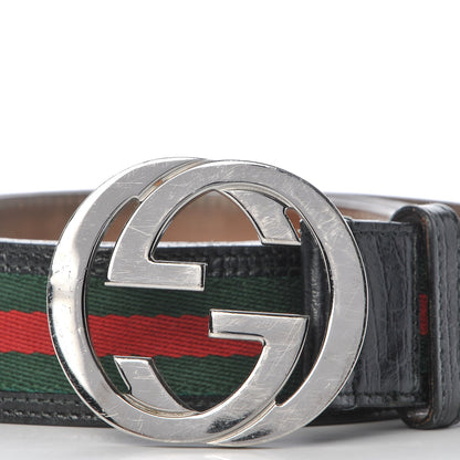 Gucci Calfskin Web Interlocking G Belt 95 38 Black 4 of 8