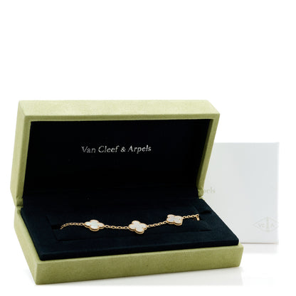 Van Cleef & Arpels 18K Yellow Gold Mother of Pearl 5 Motifs Vintage Alhambra Bracelet 5 of 5