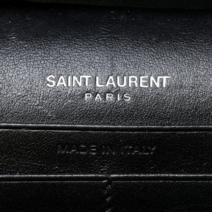Saint Laurent Calfskin Crocodile Embossed Monogram Chain Wallet Black 7 of 16