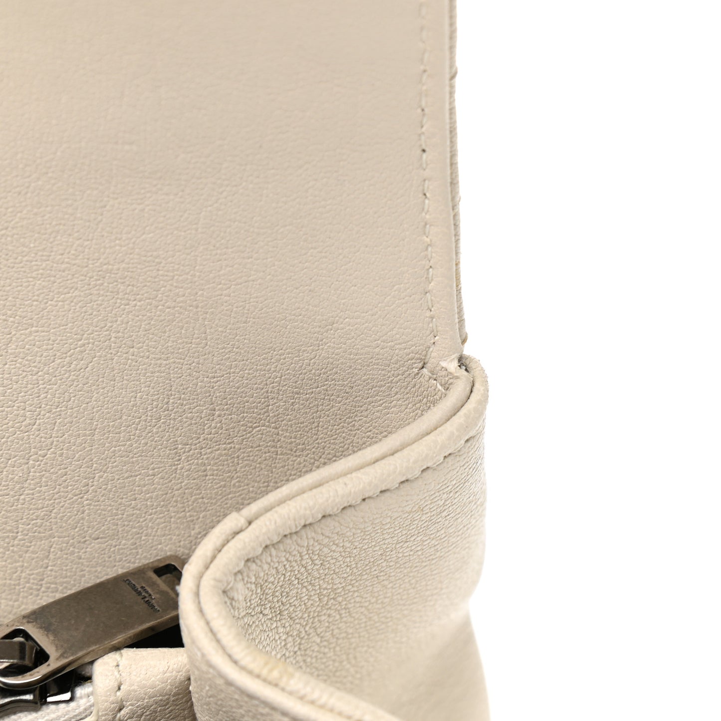 Sheepskin Matelasse Chevron Monogram Medium College Bag Vintage Blanc