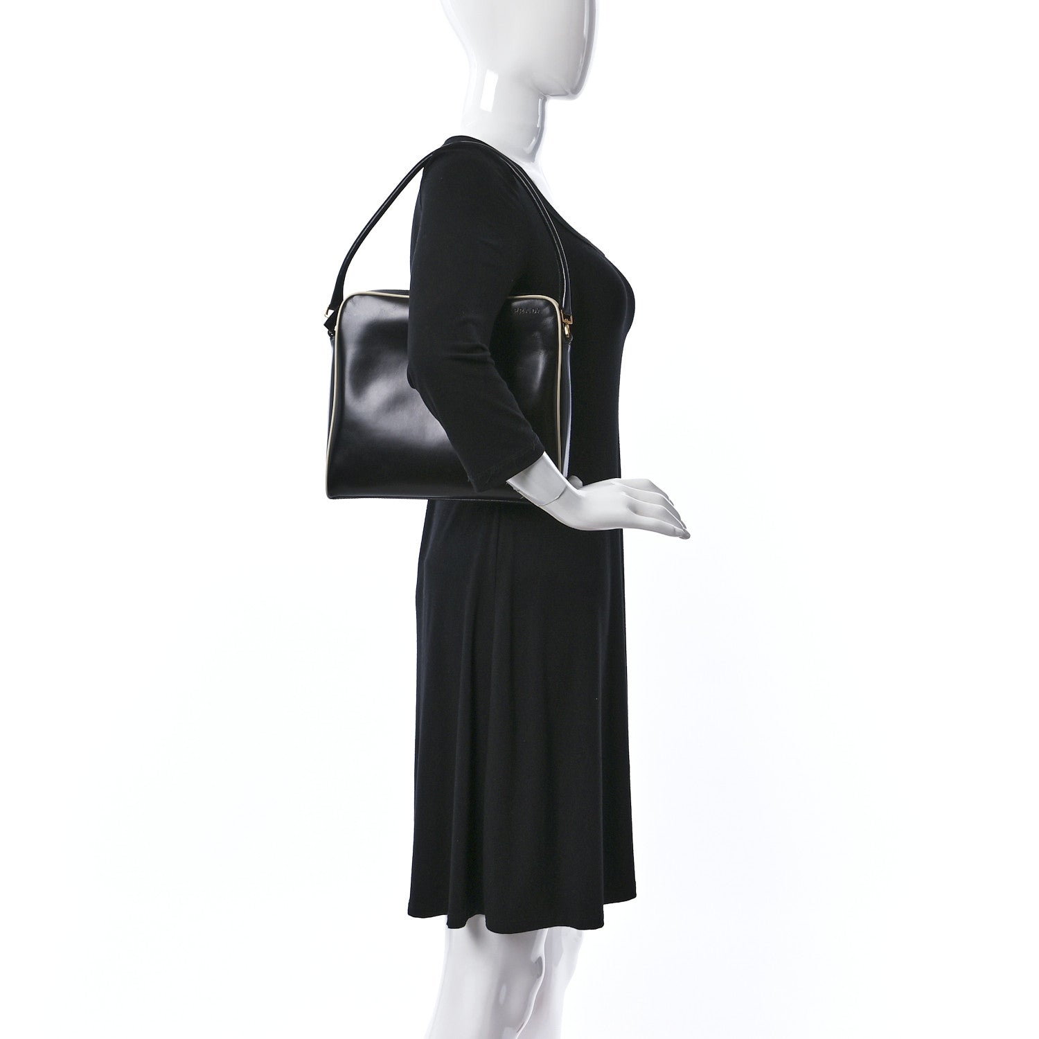 Prada Vitello Drive Shoulder Bag Black 2 of 9