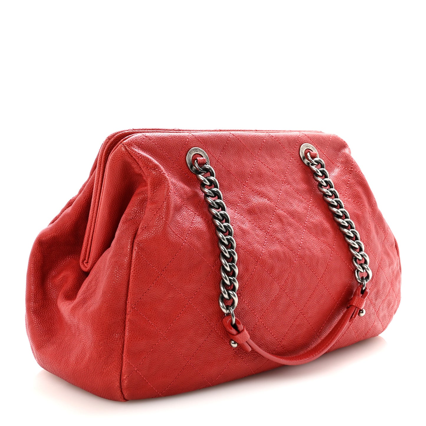 Caviar Quilted Frame CC Shopping Tote Red