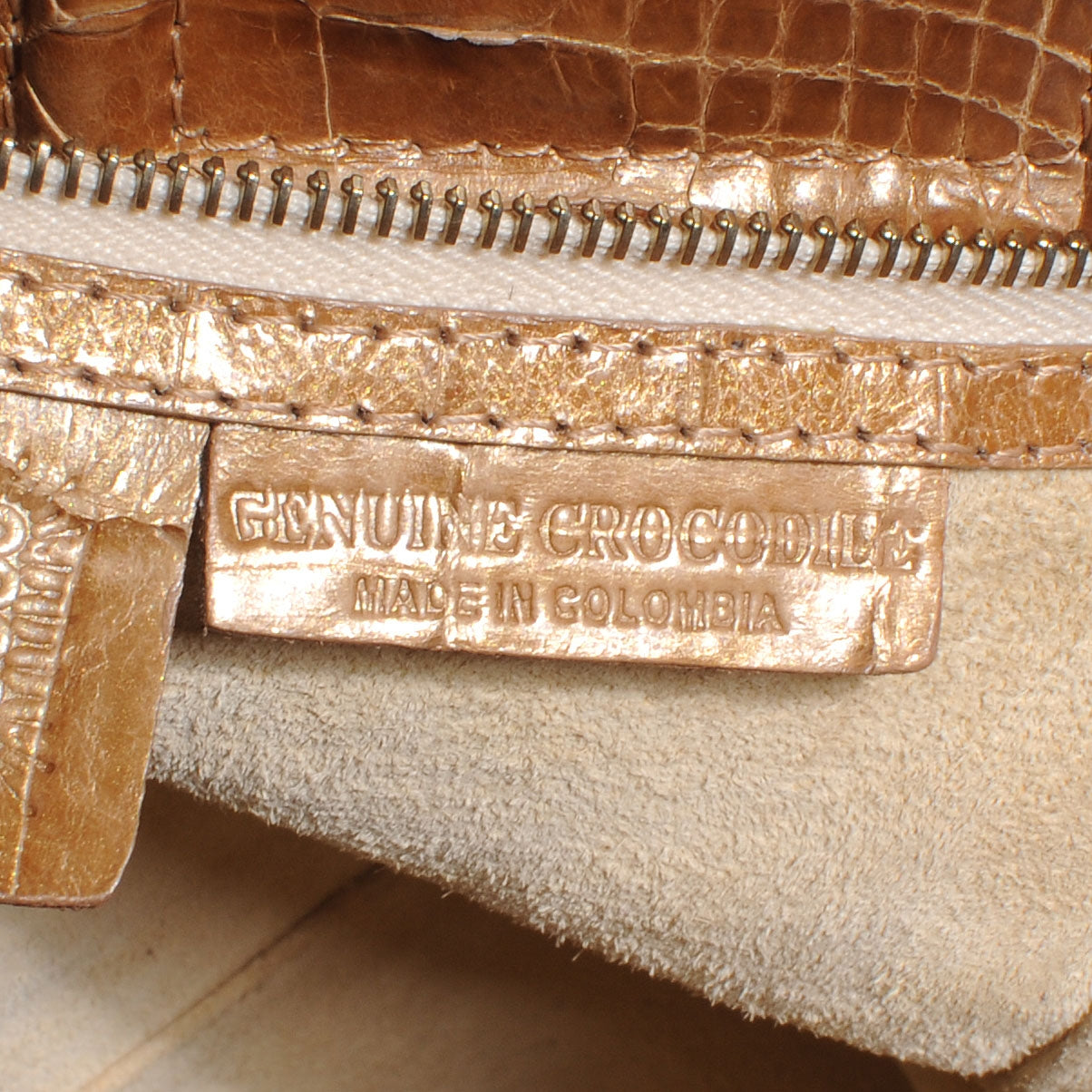 Crocodile Satchel Gold