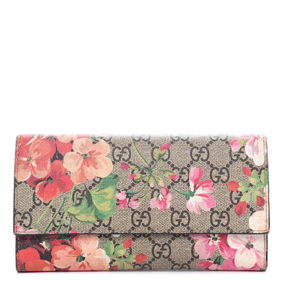 Gucci GG Supreme Monogram Blooms Continental Wallet Beige Multicolor Dry Rose 1 of 10