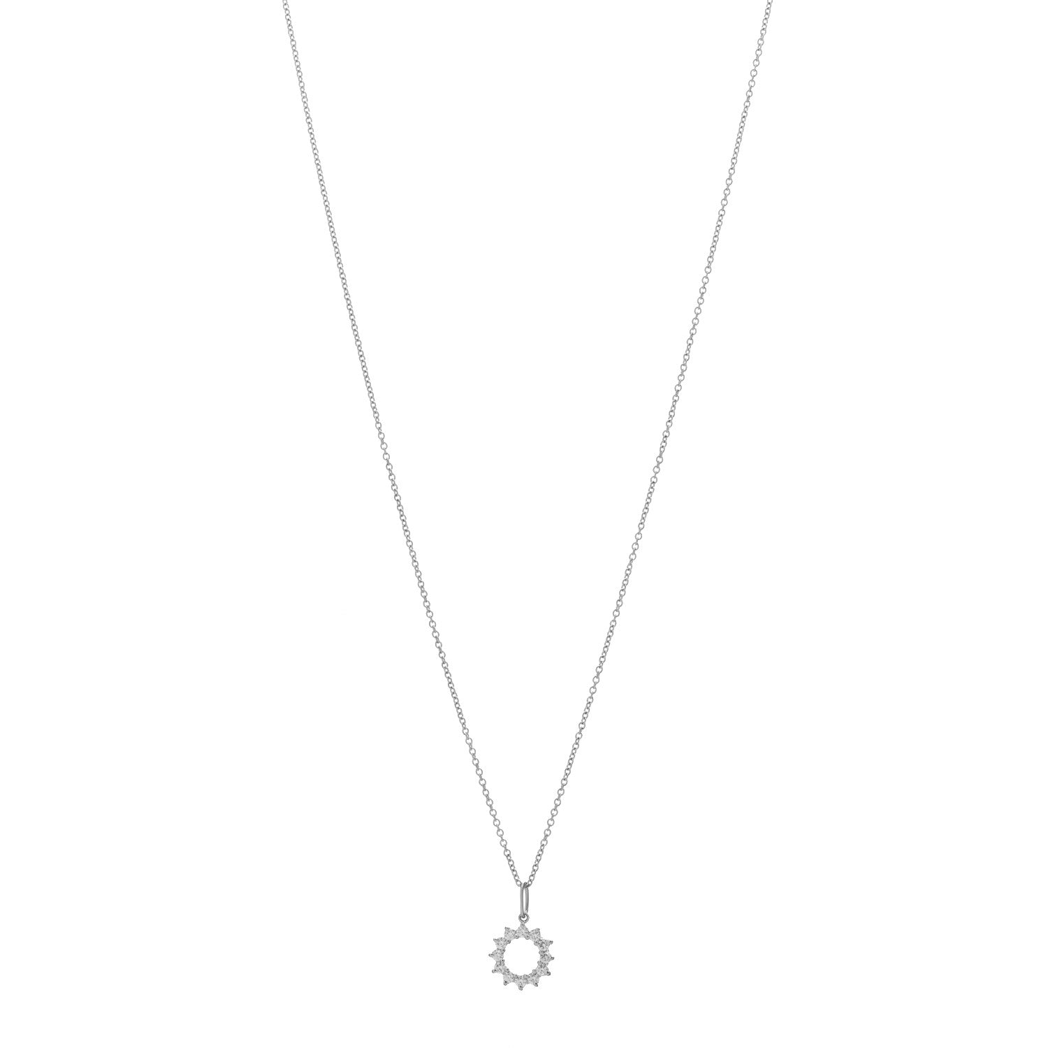Tiffany Platinum 18K White Gold Diamond Mini Open Circle Pendant Necklace 1 of 3