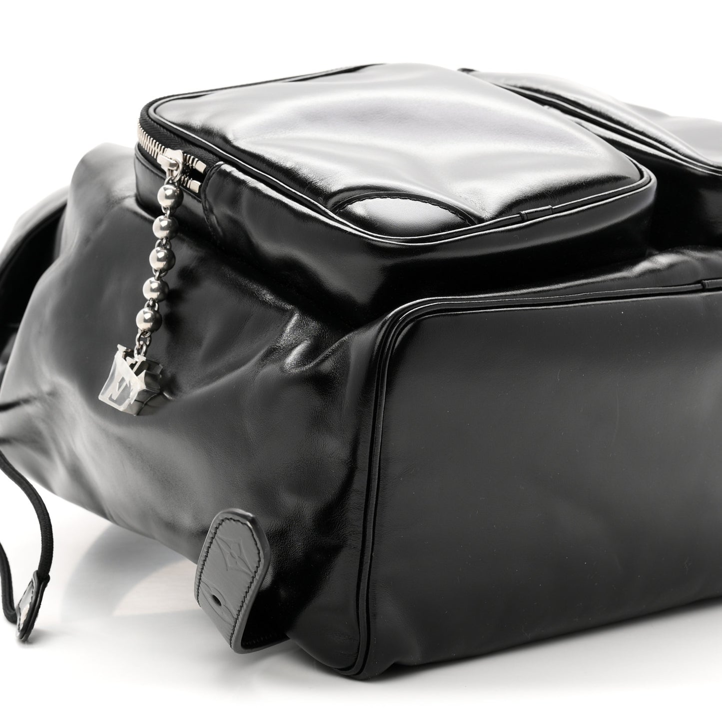 Shiny Calfskin Montsouris Cargo Backpack Black