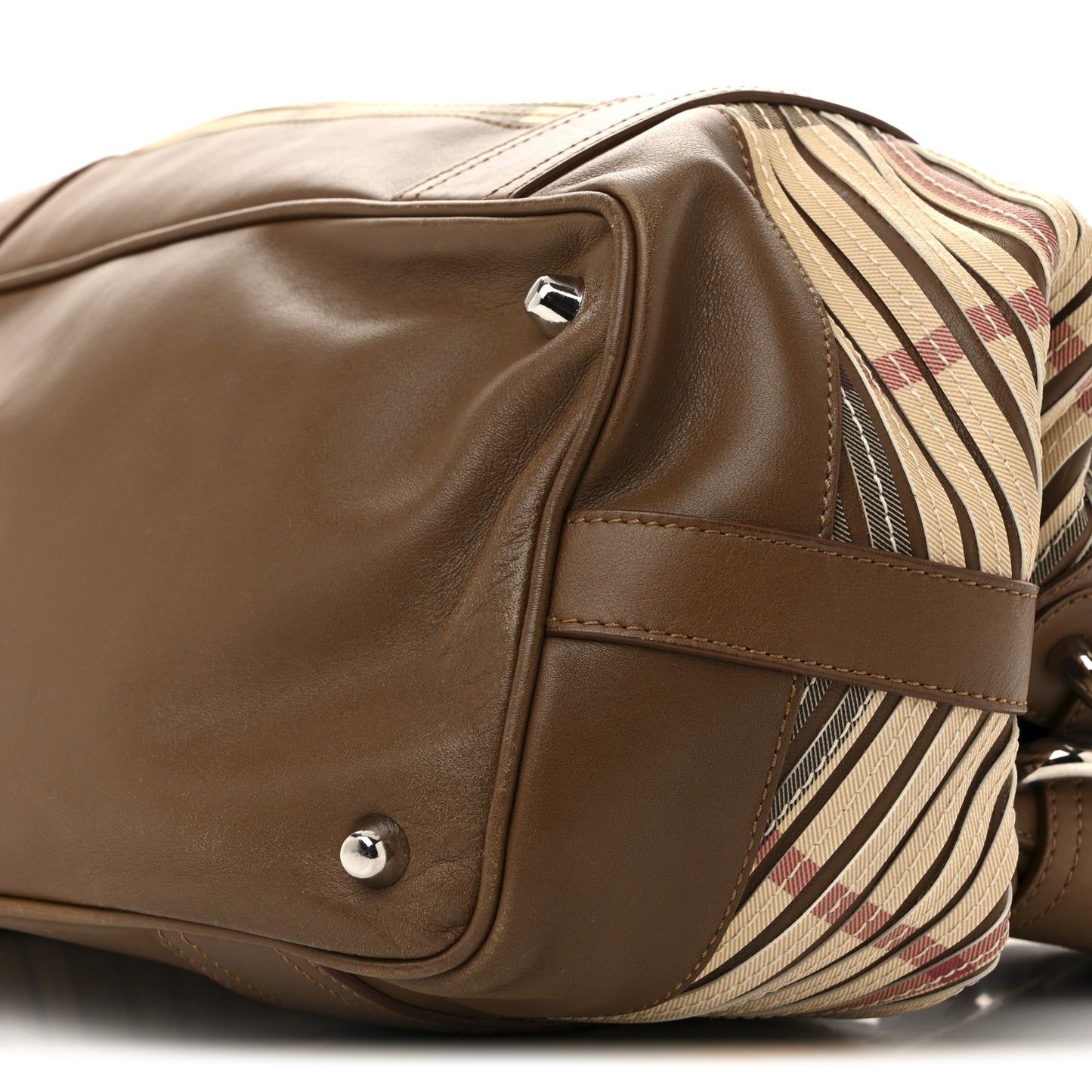 Bridle Calfskin House Check Sliced Beaton Tote Brown Ochre