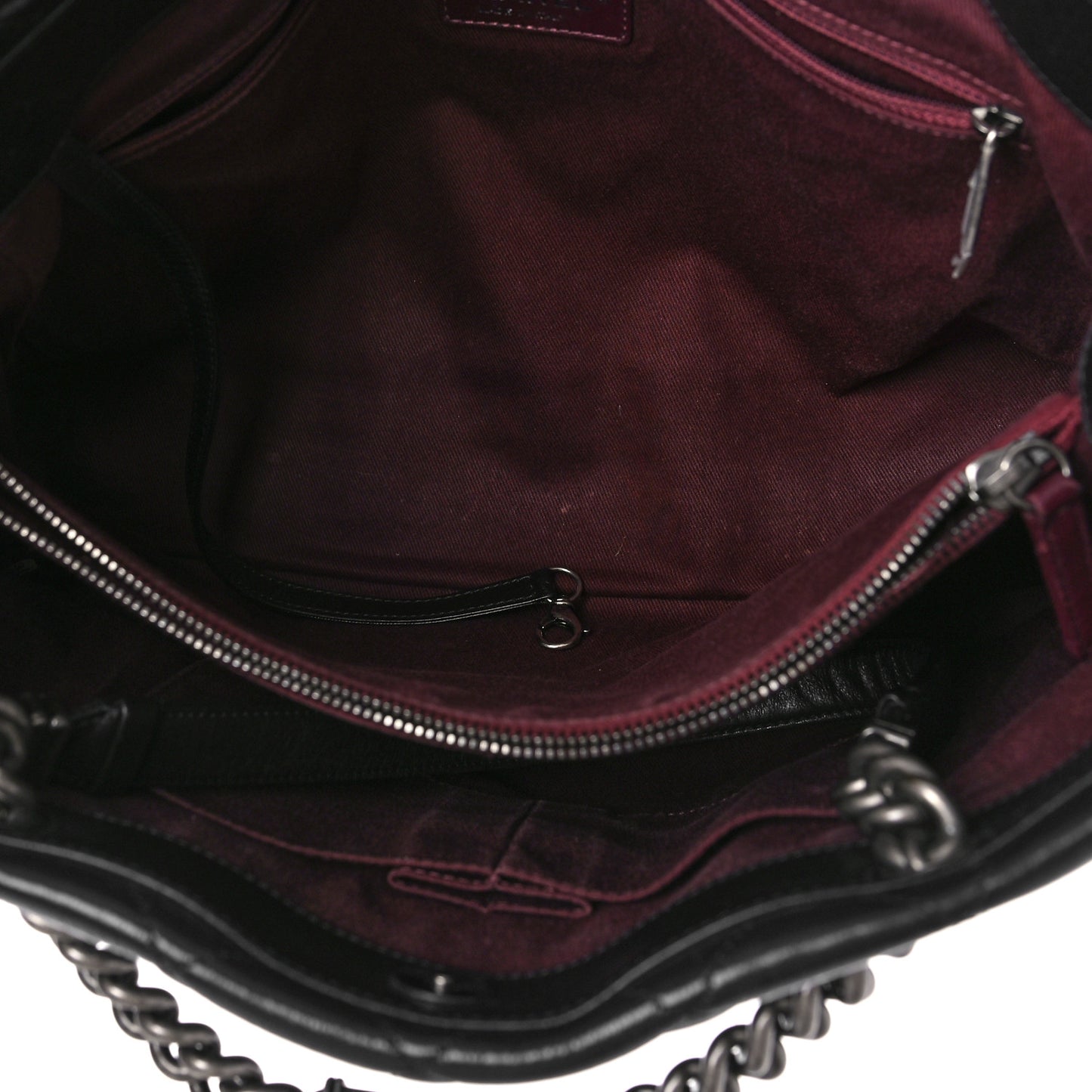 Glazed Calfskin Quilted Large Nameplate Shopping Tote Black