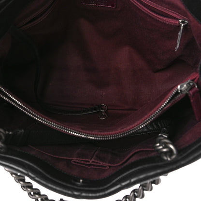 Chanel Glazed Calfskin Quilted Large Nameplate Shopping Tote Black 5 of 11