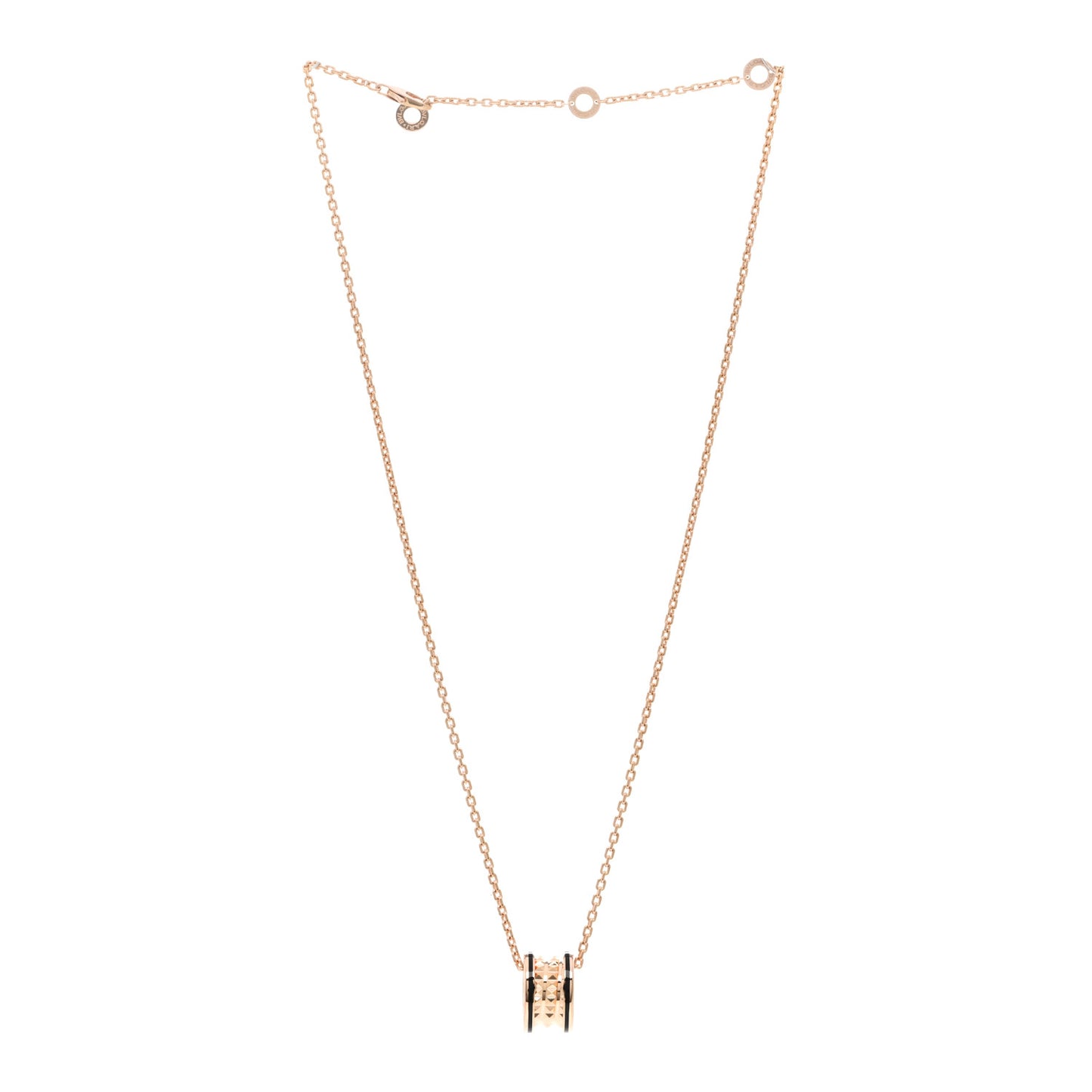 18K Rose Gold Black Ceramic B.Zero1 Rock Pendant Necklace