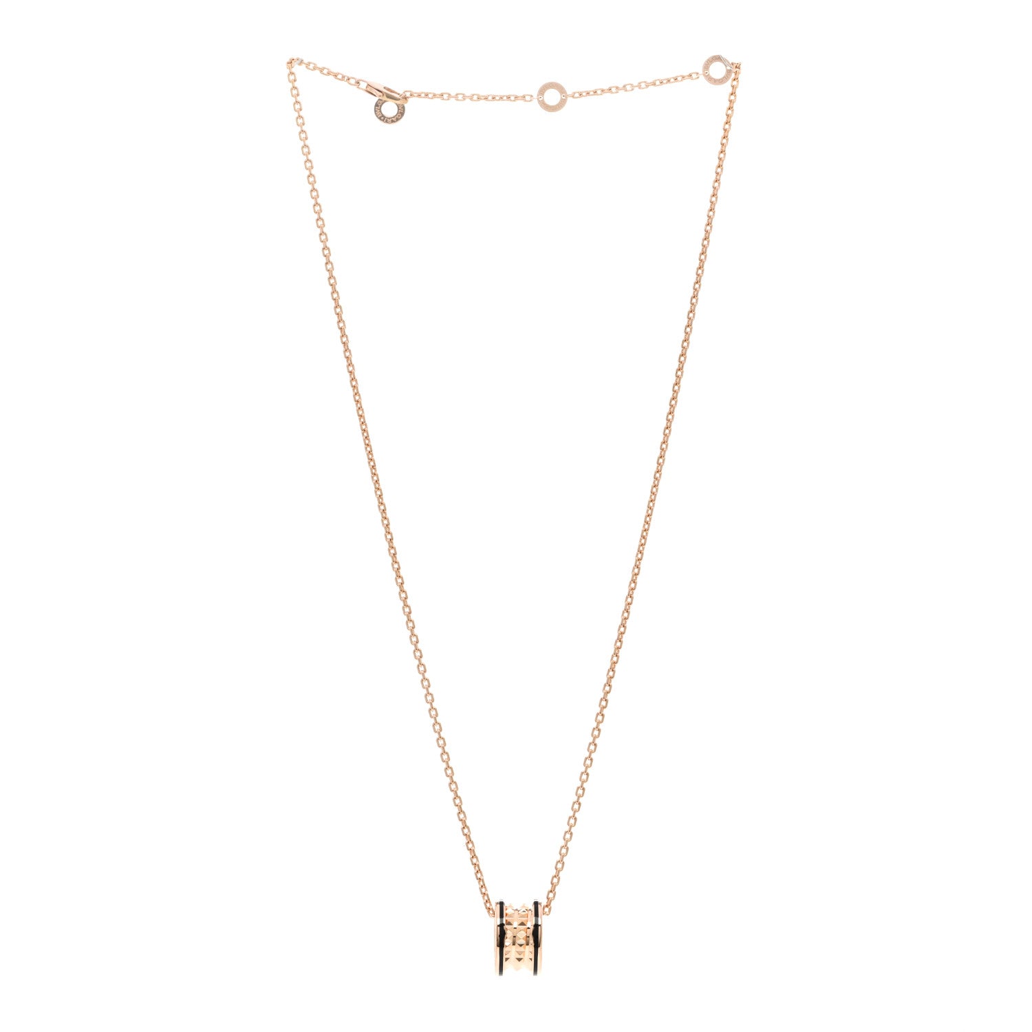 Bulgari 18K Rose Gold Black Ceramic B.Zero1 Rock Pendant Necklace 3 of 5