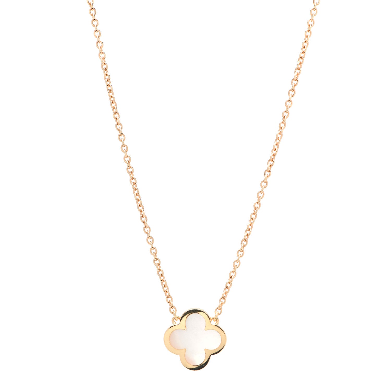 Van Cleef & Arpels 18K Yellow Gold Mother of Pearl Pure Alhambra Pendant Necklace 1 of 6