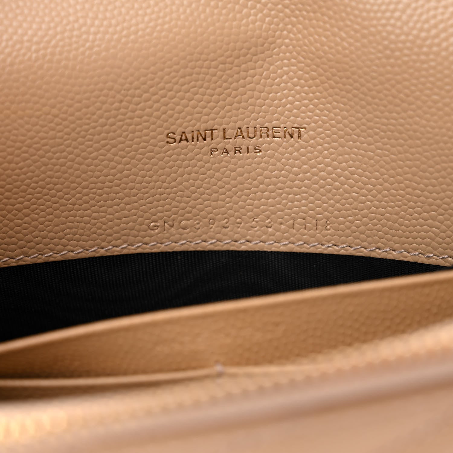 Saint Laurent Grain De Poudre Matelasse Chevron Monogram Envelope Chain Wallet Nude Powder 6 of 13