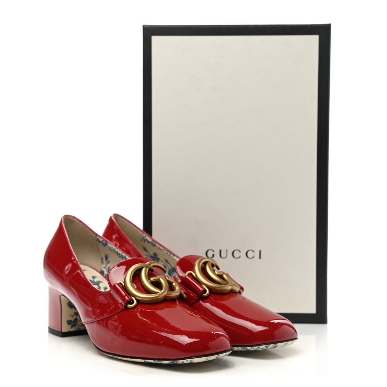 Gucci Vernice GG Victoire 55mm Loafer Pumps 38 Hibiscus Red 9 of 9