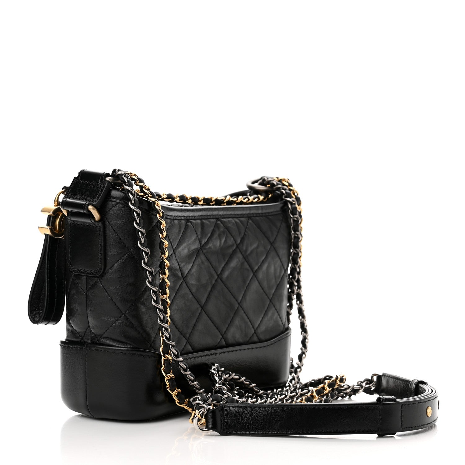 Chanel Aged Calfskin Quilted Small Gabrielle Hobo Black 3 of 11