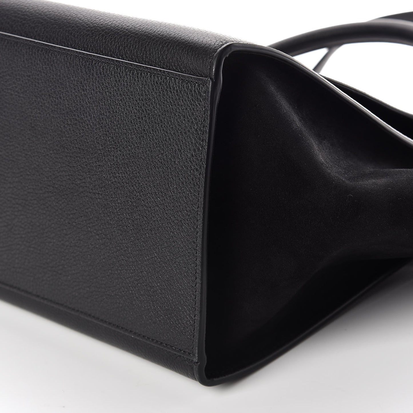 Drummed Calfskin Suede Small Trapeze Black
