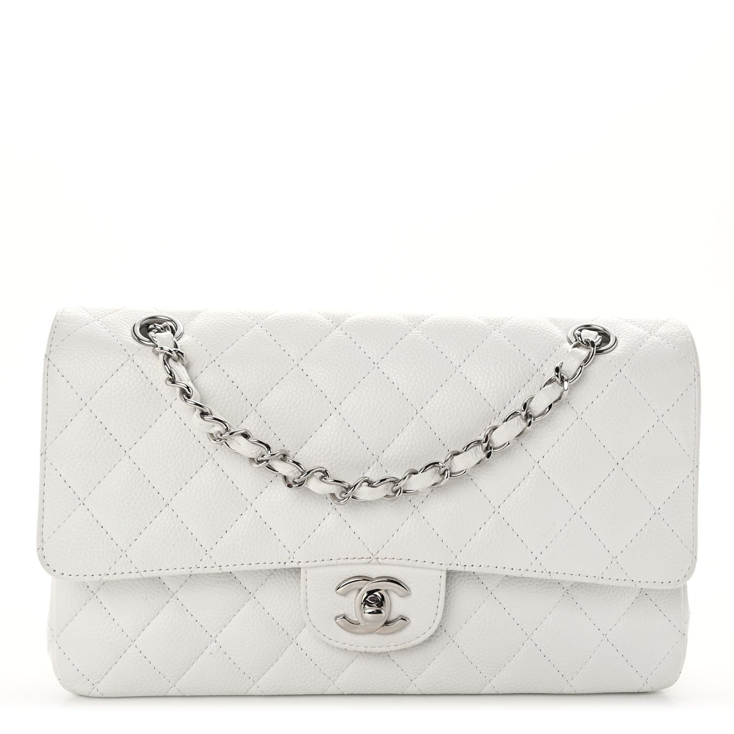 Chanel Caviar Quilted Medium Double Flap White 1 of 10