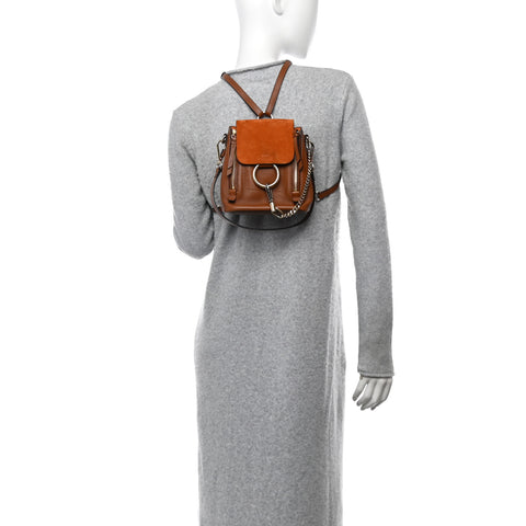 Suede Calfskin Mini Faye Backpack Tan