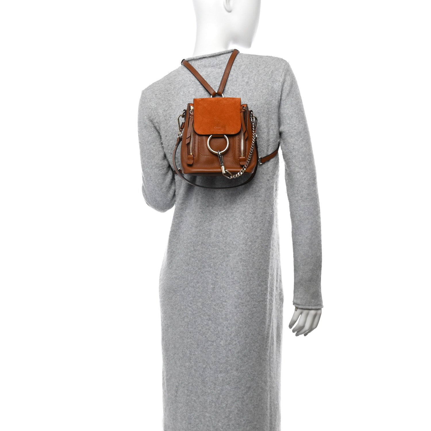 Chloe Suede Calfskin Mini Faye Backpack Tan 2 of 12