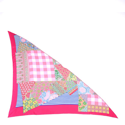 Hermes Silk L'Art du Sarasa Giant Triangle Scarf Rose Vif Vert Bleu 1 of 4