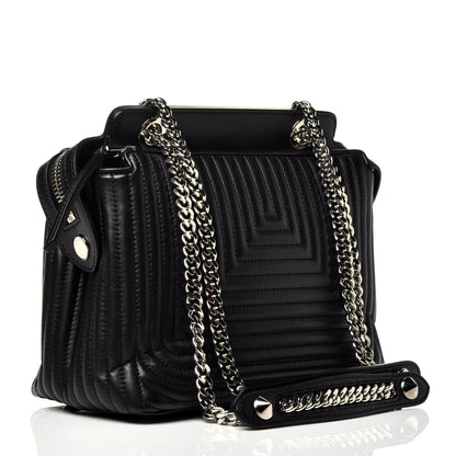 Fendi Shiny Nappa Trapuntata Chain Small DotCom Click Chain Satchel Black 3 of 10