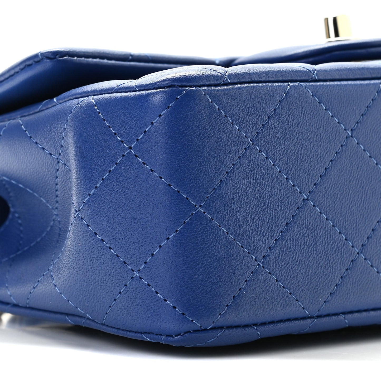 Lambskin Quilted Mini Top Handle Rectangular Flap Dark Blue