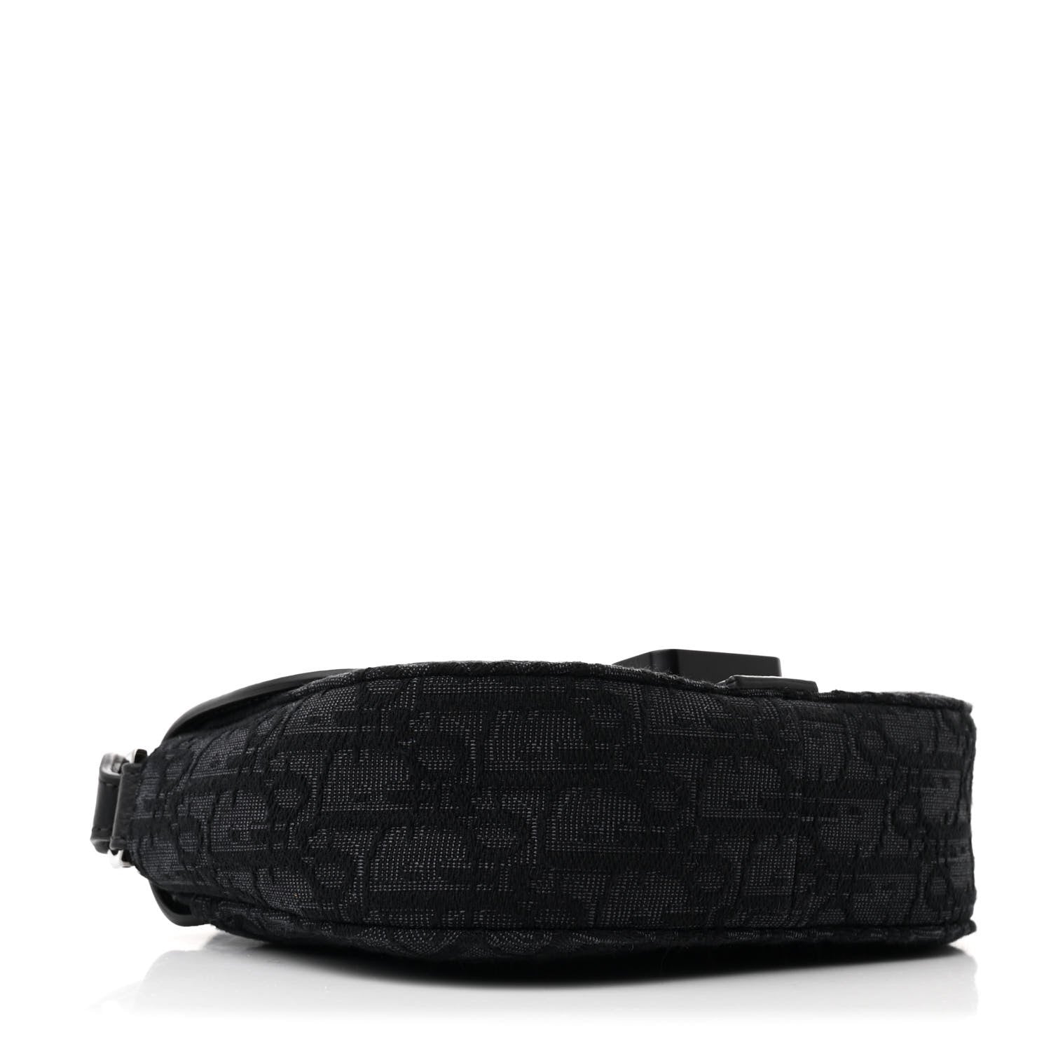 Christian Dior Oblique Jacquard Grained Calfskin Mini Saddle Messenger Bag With Flap Black 3 of 9