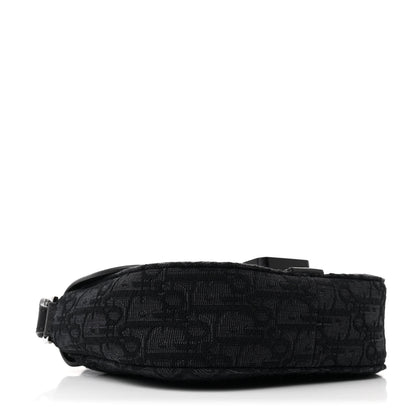 Christian Dior Oblique Jacquard Grained Calfskin Mini Saddle Messenger Bag With Flap Black 3 of 9