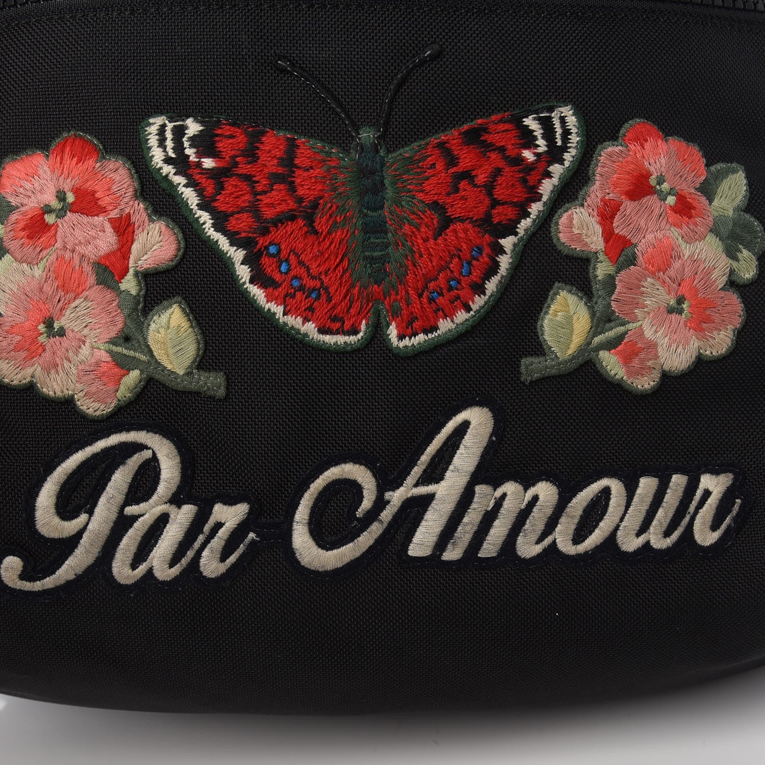 Gucci Techno Canvas Web L'Aveugle Par Amour Embroidered Double Buckle Backpack Black 8 of 8
