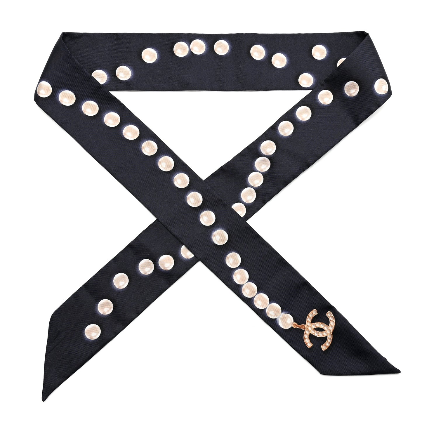 Silk Pearl CC Slim Bandeau Scarf Dark Navy