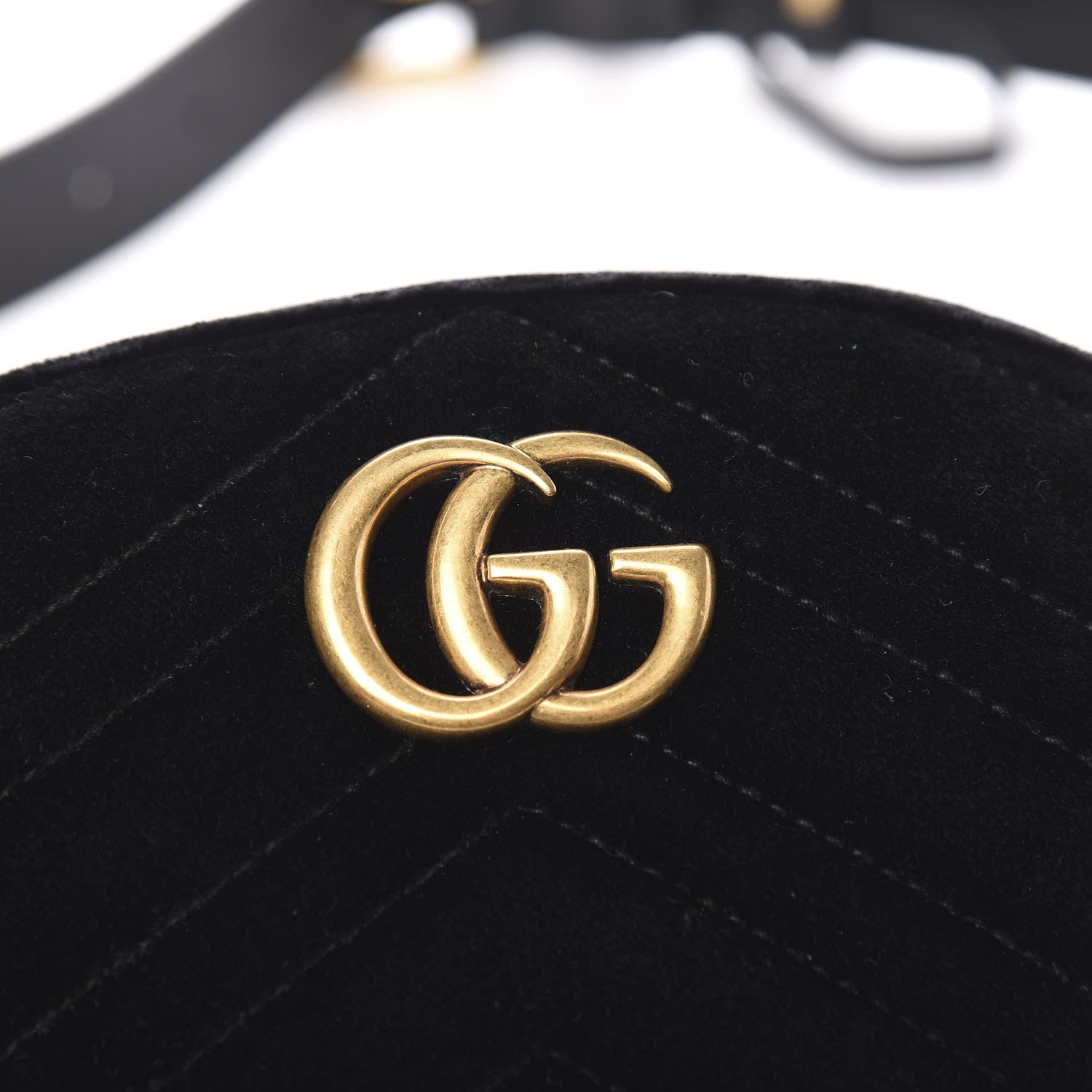 Gucci Velvet Matelasse GG Marmont Belt Bag 95 38 Black 9 of 11