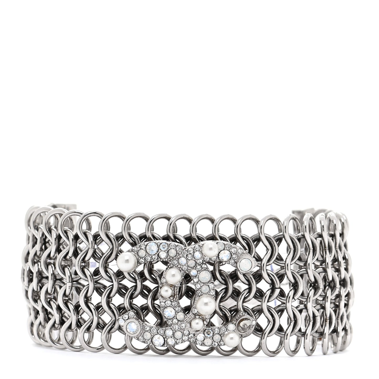 CC Crystal Pearl Multistrand Chain Bracelet