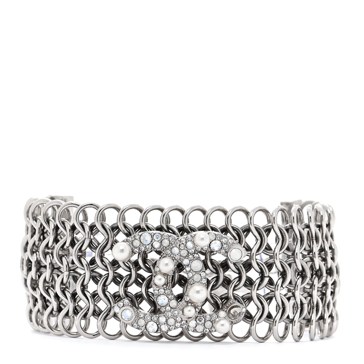 Chanel CC Crystal Pearl Multistrand Chain Bracelet 1 of 7