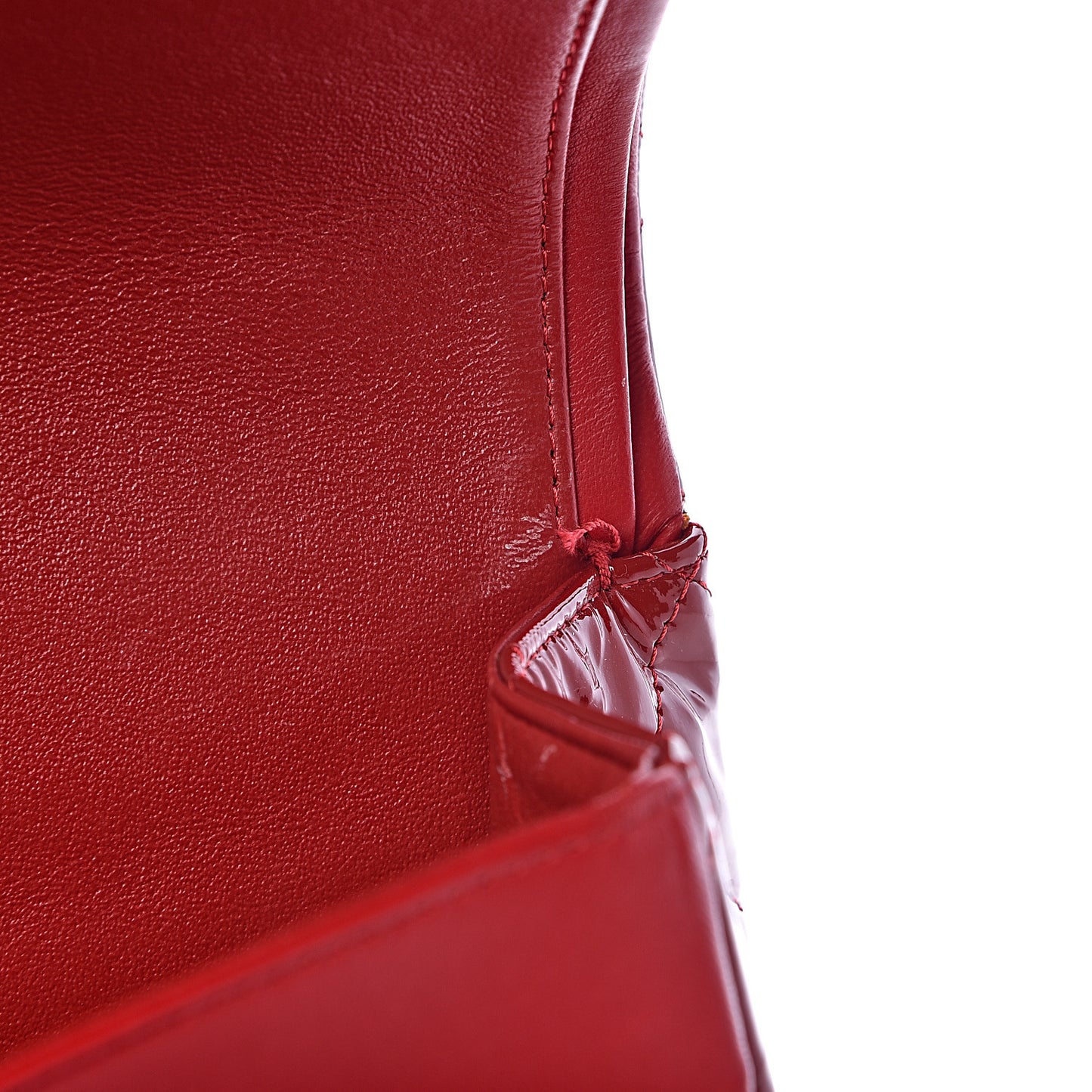 Patent Quilted Maxi Double Flap Red